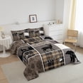 thumbnail image 2 of Hunting Bear Comforter Set , Rustic Cabin Lodge Bedding Full Size, Vintage Farmhouse Patchwork Duvet Insert Woodland Animal Adventure Camping Down Comforter 3Pcs With 2 Pillow Cases, Brown, 2 of 5