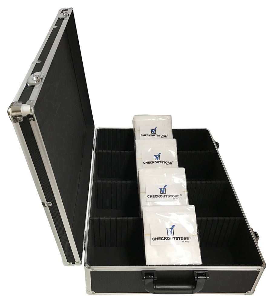 (1) CheckOutStore Aluminum CD/DVD Media Storage Box for Double-sided Plastic Sleeves, CD Jewel Cases & Poly CD Jewel Cases (Holds Up To 1,000 Discs) (Black)