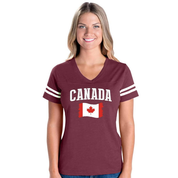 Normal is Boring - Womens Canada Flag Football V-Neck T-Shirt - Walmart ...