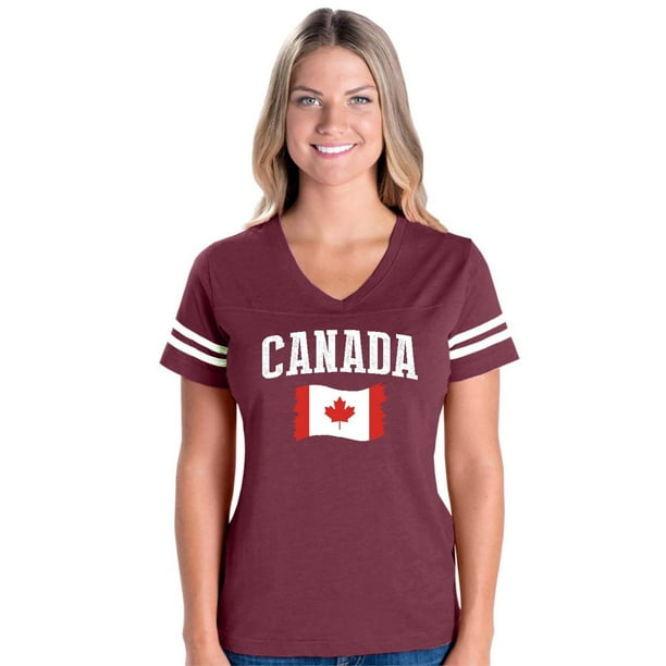 Normal is Boring Womens Canada Flag Football VNeck TShirt Walmart