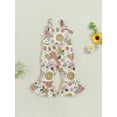 thumbnail image 2 of Bagilaanoe Toddler Baby Girl Jumpsuit Sleeveless Floral Print Romper Overalls 6M 12M 18M 24M 3T 4T Kids Long Flared Pants Summer Clothes, 2 of 7