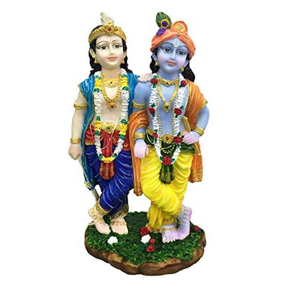 Sri Krishna Culture-Large Standing Krishna-Balram Murti-Hindu God and Goddess Idol/Statue/Murti/Figurine-Height-20-Polyster Resin-Multicolour