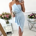 thumbnail image 3 of Elegant Summer Off Shoulder High Waist Tennis Bodycon Dress for Women Casual Style Feminine Fit Blue L, 3 of 5
