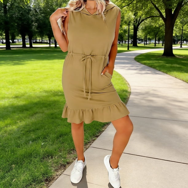 TaTaai Stretch Dress Soft Comfortable Women's Fashion Shirt Collar Long Sleeve Casual Hooded Spring Summer Daily Commute Midi Dress Gift