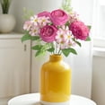 thumbnail image 4 of Artificial Silk Rose Peony Bouquet - 30cm Faux Flower Arrangement, Chrysanthemums, Greenery, Plastic Bendable Stems, Home Wedding Party Office Décor, 4 of 6