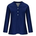 thumbnail image 3 of LEAVINGSUO Long Blouses for Women Women's Summer Casual Long Sleeve Blouse V Neck Solid Tops T-Shirt, 3 of 4