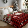 thumbnail image 3 of Christmas Balls Poinsettia Flannel Blanket for Bed,Travel and Camping, Fir Leaves Winter Snowflakes Super Soft Cozy Blanket for All Seasons 40"x60", 3 of 9
