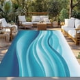 thumbnail image 2 of Turquoise Striped Outdoor Rug 5x8 Ft - Reversible Patio Rug Outdoor Camping Rugs, Modern Abstract Art Wave Moire Gradient Indoor Outdoor Area Rugs, Non-Slip Outdoor Carpet Runner for Deck/Porch, 2 of 8