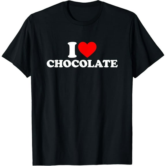 I Love Chocolate T-Shirt I Heart Chocolate Shirt Food Lover T-ShirtMen and women, Black T-shirt, size: Extra large