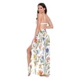 thumbnail image 3 of FORMRS Womens Long Sarong Beach Wrap Semi-Sheer Bikini Skirt Bathing Swimsuit Cover Up, Watercolor Wildflowers Pattern, 3 of 7