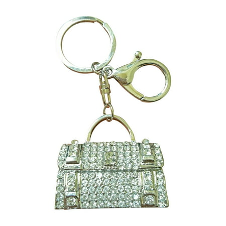 AM Landen Rhinestone Handbag Style Key-chain Bling Key Rings Handbags Charms Gift Key-chain Best Mother Day Gift Valentine Gift (Silver