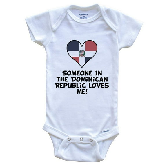 Someone In the Dominican Republic Loves Me Dominican Flag Heart Baby Bodysuit, 0-3 Months White