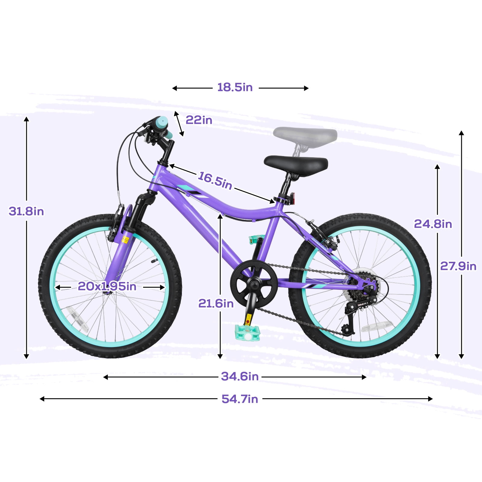 Hykolity 20 inch Kids Mountain Bike,6 Speed Kid Bicycle Age 6-11 Year Old with Front Suspension Fork,Adjustable Seat Height,High-Carbon Steel,Purple