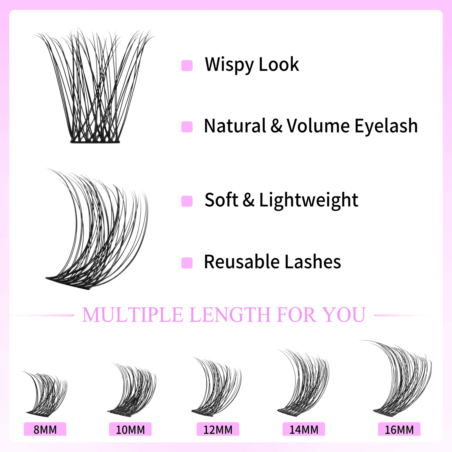 Veyesbeauty DIY BOLDeye Cluster Lashes Extension Individual Lash Soft Natural Eyelashes Makeup Lash Extension Beginners