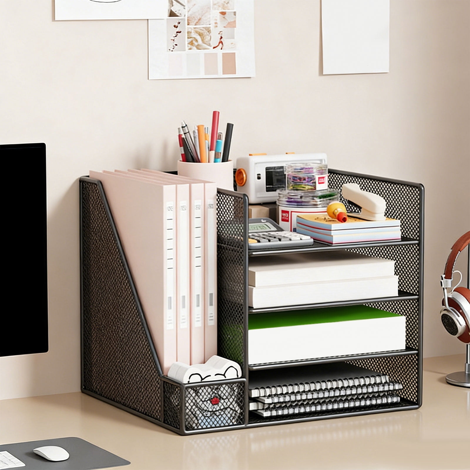 Desk Organizers 4-Tiers Desktop File Organizers Meshes Desk Accessories,File Sorters,Workspaces Organization Offices Supplies