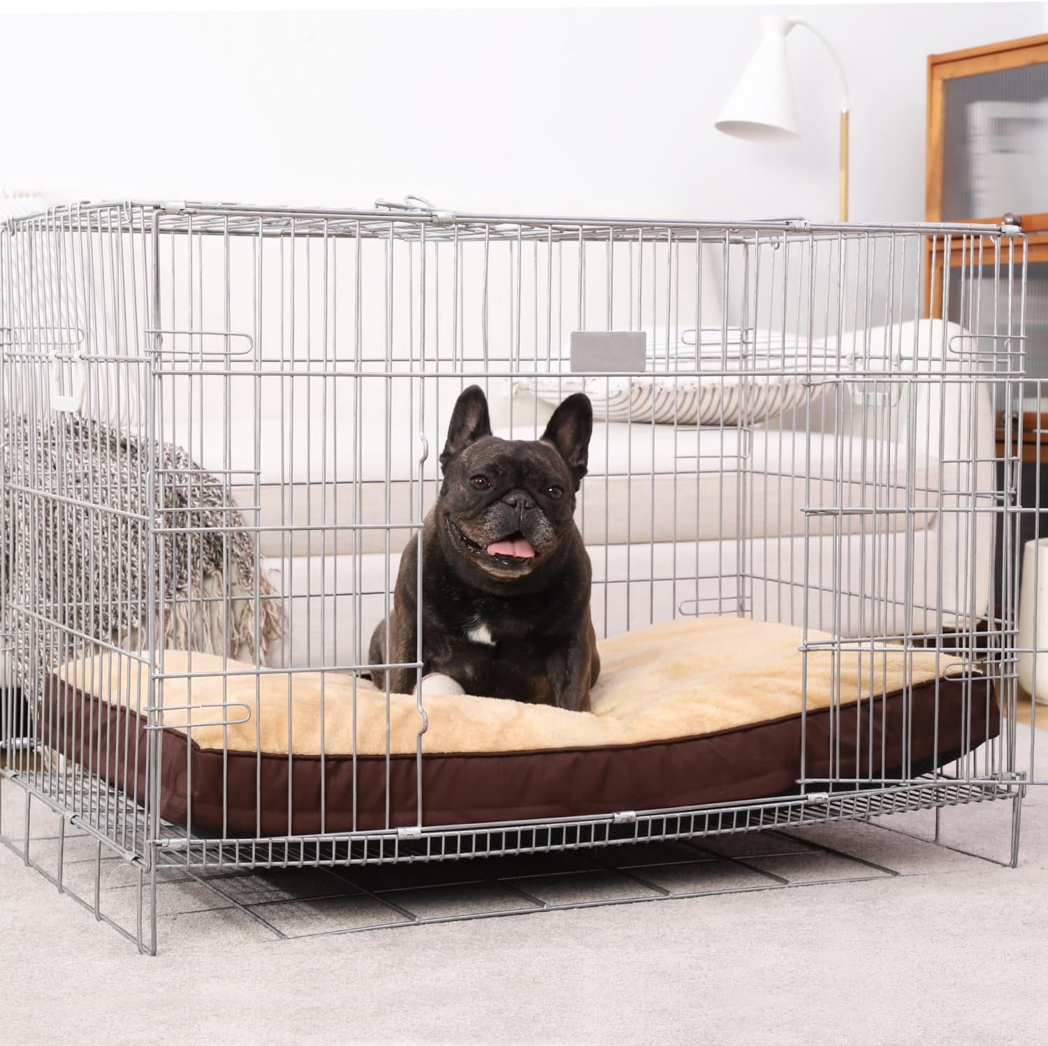 Dog Crate Bed Waterproof Deluxe Plush Dog Beds with Removable Washable Cover Anti-Slip Bottom Pet Sleeping Mattress for Large, Medium, Jumbo, Small Dogs, 23 x 17 inch, Brown