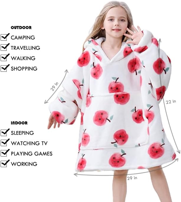 Moderong Wearable Blanket Hoodie Oversize Sherpa Fleece Hooded Blanket for Adults and Kids Snuggie Sweatshirt for Women Men