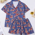 thumbnail image 2 of Womens Pajamas Short Sleeve Dogs Printed Shirts Wide Leg Elastic Shorts Sleepwear Outfit, 2 of 4