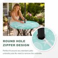 thumbnail image 4 of Round Outdoor Tablecloth with Umbrella Hole and Zipper, Teal Ombre Coastal Tablecloth with Elastic Waterproof, Nautical Beach Starfish Coral Summer Patio Table Covers for 31" - 35" Pool Tables, 4 of 9