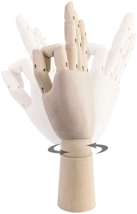 Flexible Wooden Hand Model Moveable Wooden Artists Manikin Hand Figure 10 Inches Right Hand Model for Sketching Drawing Painting Home Office Desk Decoration(10 Inch Right Hand)