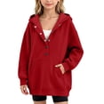 thumbnail image 2 of Luhomi Oversized Sweatshirt for Girls Button up Long Sleeve Pullover Hoodie Kids Fall Winter Fashion Clothes(Red,9-10 Years), 2 of 7