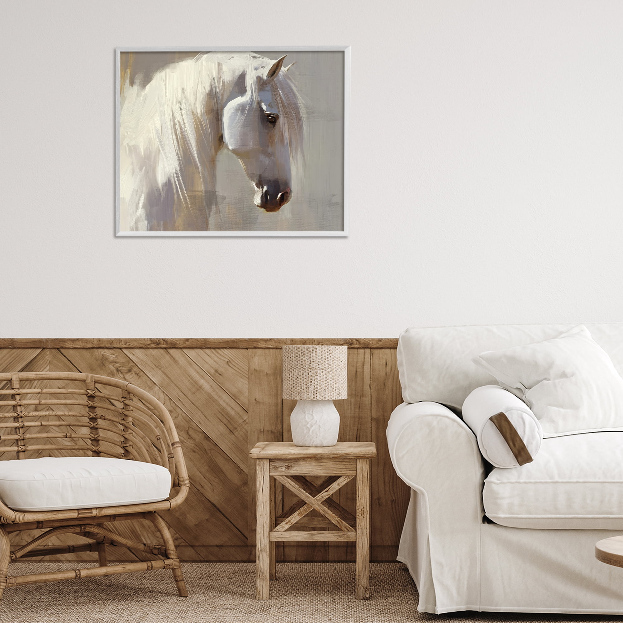 Stupell Industries White Moon Horse White Framed Giclee Art, design by Svetlana Aleynikova