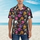 thumbnail image 2 of Balery Halloween Skeleton Camisas hawaianas de manga corta para hombre, camisas playeras de corte holgado, camisas de vacaciones con botones,3X-Large, 2 of 7