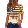 thumbnail image 2 of Vetsdori Summer T Shirts for Women American Flag 3/4 Sleeve Pullover Red White and Blue V-Neck Graphic 4th of July,Independence Day Casual Juniors Tops Fashion, 2 of 5