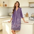 thumbnail image 6 of Zipper Lightweight Robes for Women 3/4 Length Sleeve Summer Housecoats for Women Zip Up Front Knee Length Vintage Floral Print Loose Fit Sleepwear Nightgown with Pockets Multicolor L, 6 of 8