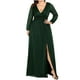 thumbnail image 1 of Vestido de fiesta de lentejuelas con perspectiva de empalme sólido de manga larga con cuello en V de talla grande Sexy para mujer a la moda Fridja  NMB3364, 1 of 9