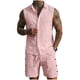 thumbnail image 2 of Ceisia Men's Loose Fit Linen 2-Piece Set Sleeveless Button-Down Shirt with Elastic Waist Drawstring Shorts Gifts, 2 of 7