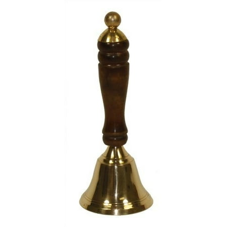India 107  Hand Held Service Call Bell Polished Brass Finish with Wooden Handle, 6
