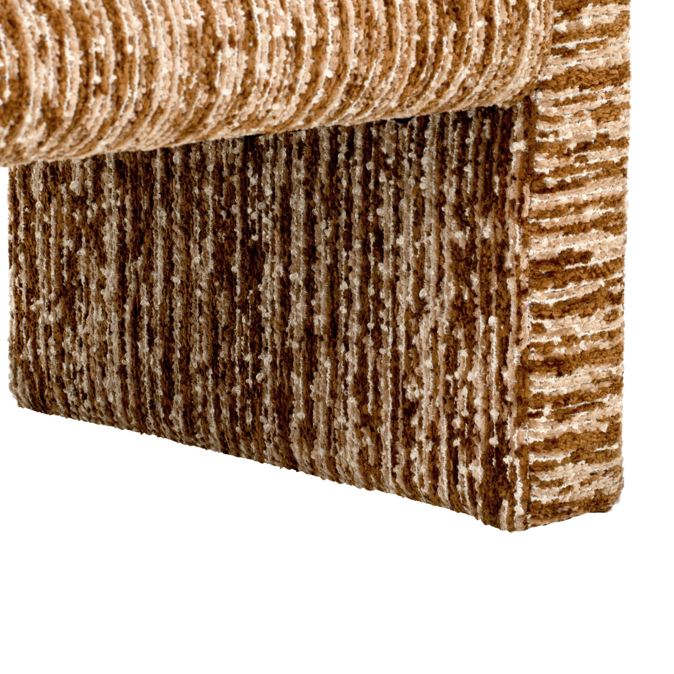 Christopher Knight Home 62" Striped Upholstered Ottoman Bench, Modern Wraparound Frame, Brown