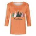 thumbnail image 4 of asdoklhq Christmas Pullover Sweaters for Women's Christmas Printed Round Neck 3/4 Sleeve T-shirt Loose Top Long Sleeve Round Neck Top/Shirt Orange 3X, 4 of 5