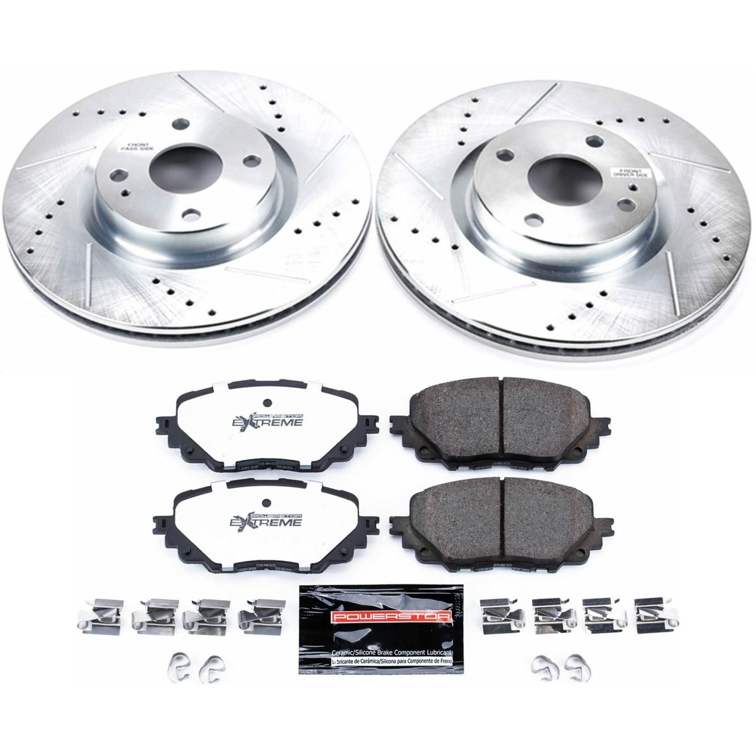PowerStop Front Z26 Street Warrior Carbon-Fiber Ceramic Brake Pad and Drilled and Slotted Rotor Kit Fits: FIAT MAZDA Select Models K7358-26