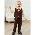 thumbnail image 3 of CARETOO Baby Boy Clothes Suit 0-24 Months Infant Gentleman Outfits Shirt Bowtie Waistcoat Pants Set, 3 of 18