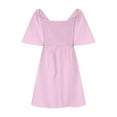 thumbnail image 5 of Fartey Dresses for Women 2025 Spring Summer Deep V Neck Knee Length Dress Elegant Bow tie Mini Dresses Fashion Casual A-Line Cocktail Dress Pink S-2XL, 5 of 7