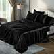 thumbnail image 1 of 6 Pieces Luxury Silky Black Bedding Satin Sheet Set Queen Size, 1 of 5