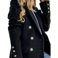 thumbnail image 3 of Women Fall Winter Wool Coats Double Breasted Midi Peacoat Trench Coats Black M, 3 of 6