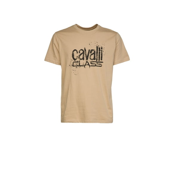 Cavalli Class Sand Spray Print Signature Fashion T-Shirt -L for mens