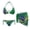 Brazilian Flag, variant on Flag of the Bahamas Women's Bikini Swimsuits Halter String Triangle Bikini Sexy Swimwear Cute Bathing Suits with Chiffon Coverup Summer Beach Wrap Skirt Sheer for Swimsuit