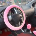 thumbnail image 1 of Funda de volante de felpa de invierno para coche, funda de volante de felpa corta, funda de mango de tres piezas similar a la lana para palanca de cambios y freno de mano, 1 of 3