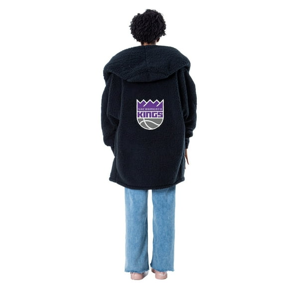Unisex The Best Lounger in the World By Jill Martin Black Sacramento Kings Oversized Open-Front Hoodie Sweater