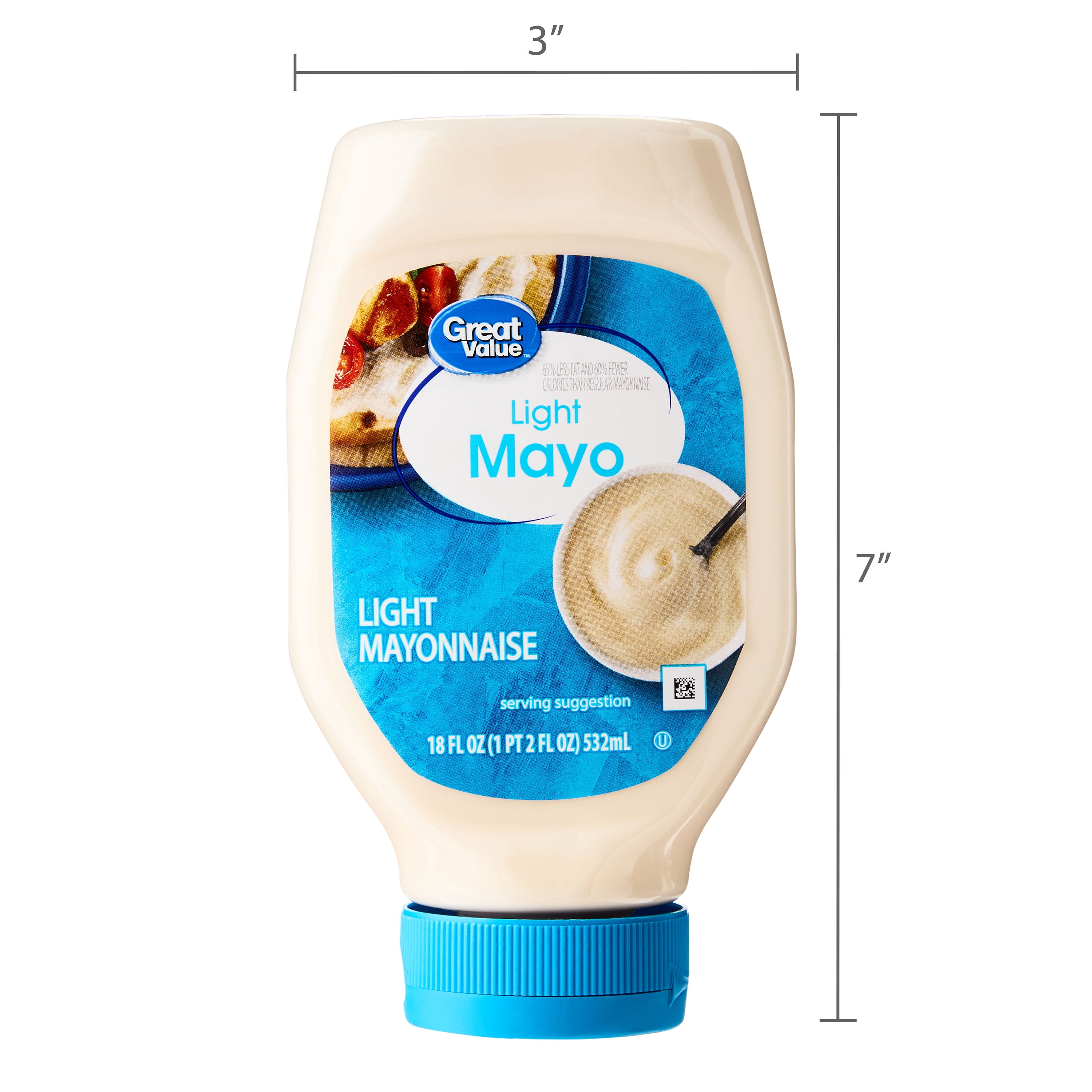 Great Value Light Mayo 18 fl oz Low Calorie Mayonnaise for Salad