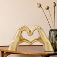 thumbnail image 5 of Duslogis Gold Decor,Heart Hands Sculpture for Living Room Decor,Love Finger Modern Statue for Boho Wedding Decorations,Sculptures Home Decor for Shelves, 5 of 7