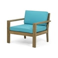 thumbnail image 5 of Ayaan Outdoor Acacia Wood Club Chairs with Cushions, Set of 2, Brushed Light Brown and Teal, 5 of 12