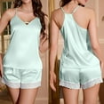 thumbnail image 2 of snilers Silk Pajamas for Women Set Sleepwear Camisole Tank Top and Shorts Set V Neck Pjs Sets Nightwear Summer Outfits 2 Piece Lounge Sets, 2 of 9