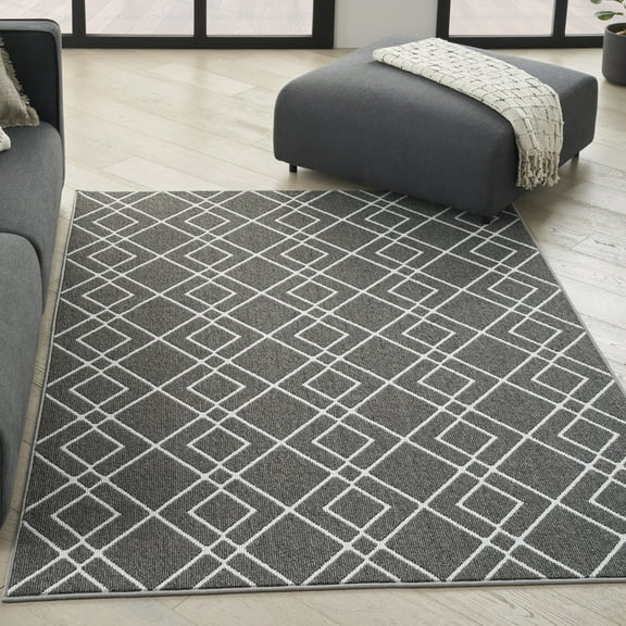 Nourison Modern Lines 5' x 7' Charcoal Modern Indoor Rug
