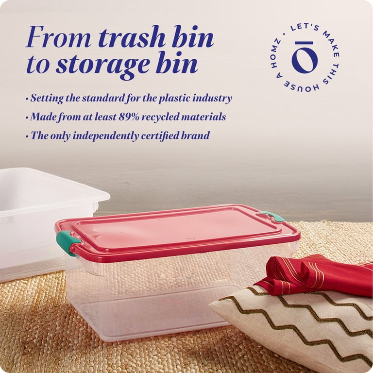 Homz 64-Quart Holiday Decorative Plastic Storage Container with