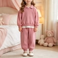 thumbnail image 2 of Girls Fall Winter Outfit Set Toddler Kids Casual Sports Set Baby Solid Color Hoodie Set 6-24 Months 2T 3T 4T 5T 6T Children Pink,5-6 Years, 2 of 4